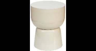 Livingfurn Bijzettafel Kian - Rond Off White Acaciahout - 36x35,5x46cm