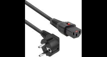 ACT Netsnoer Schuko CEE 7/7 male (haaks) - C13 IEC Lock zwart 3 m, EL234S AK5041