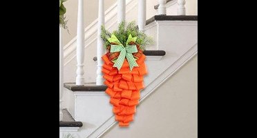 Paaskrans met wortelmotief, lentekrans voor de voordeur, huisdecoratie, kunstmatige oranje kransen voor bruiloften, feesten, buitenfestivals en raamdecoratie