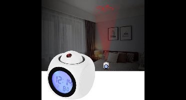 Projectiewekker - Digitale elektrische klokken - Temperatuurweergave - Spraakgestuurde wekker - voor thuis, kantoor, Wit