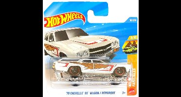 HOT WHEELS '70 CHEVELLE SS WAGON REMORQUE FLAME WHITE 110/250 HW WAGONS FAMILIALES 3/10 SHORT CARD 2026