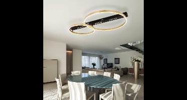 LED plafondlamp Woonkamerlamp Plafondlamp zwart goud, 3-standen schakelaar, 54W 2560lm warm wit, L 93 cm