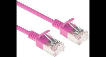 ACT Roze 0,15 meter LSZH U/FTP CAT6A datacenter slimline patchkabel snagless met RJ45 connectoren