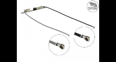 Delock WLAN Twin Antenna 2 x I-PEX Inc., MHF® 4L plug 802.11 ac/a/h/b/g/n 1.12 - 3.18 dBi 1.13 36 cm internal screw mounting or self adhesive