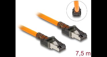 Delock RJ45 Network Cable with USB Type-C™ port finder function Self Tracing Cat.6A S/FTP 7.5 m orange
