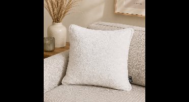 Unique Living - 2 stuks - kussenhoes - sierkussenhoes - wit - off white - fluweel - 45 x 45 cm - rits
