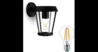 Philips Sunera Wandlamp voor Buiten Down (Zwart) - Buitenlamp - E27 - Warmwit Licht - Niet Dimbaar