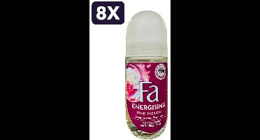 8 x Fa - Deodorant - Roller - Pink Passion - Pink Rose Scent - 50ml