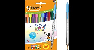 BIC Cristal Multicolour Balpennen Brede Punt (1.6 mm) - Verschillende Kleuren - Pak van 20 Stuks