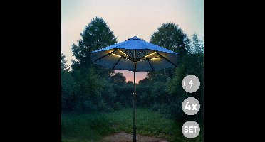 Parasolverlichting led strip set op stroom - 8 led strips - Parasol lamp - Warm wit licht