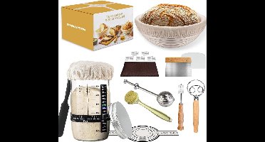 Core® Zuurdesem Starter Set - Zuurdesem - Zuurdesem Starterset - 5-delig bakbenodigdheden - cadeau voor beginners - Natuurlijk - 26cm x 17cm x 8cm ; 1.15 kg