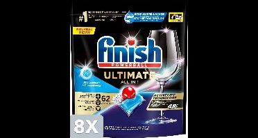 8 x Finish Ultimate All in One Bicarbonaat Vaatwastabletten - 62 Capsules