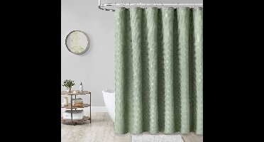 180x180 cm Stoffen Wafel geweven Douchegordijn Set, Verzwaard Zwaar Luxe Badgordijn in Neutrale Kleur, Hotel & Spa Kwaliteit, Inclusief 12 Plastic Ophanghaken voor Badkamer(groente)