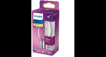 Philips LED lamp - Kaarslamp met E14 fitting - Warmwit licht: 2700K - 25W - Helder glas