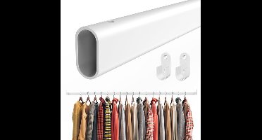 Kledingroede, uitschuifbaar van 42 tot 70 cm, verstelbare metalen kledingstang voor kasten, garderobes, ramen en campers, Wit