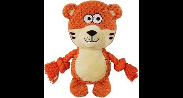 Schattig Interactief Hondenspeeltje Van Pluche, Piepend Hondenspeeltje, Katoenen Touw, Tandvriendelijk, Duurzaam Piepend Hondenspeeltje, Geschikt Voor De Woonkamer En Om Buiten Mee Te Spelen - Oranje