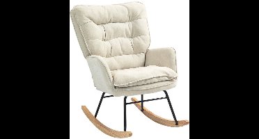 Schommelstoel – Relaxstoel – Fauteuil – Loungestoel – Schommelfauteuil – Chenille Bekleding – Draagvermogen 120 kg – Beige