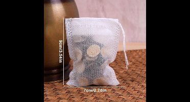 200 herbruikbare soepzakjes met trekkoord - Multifunctionele thee-, kruiden- en gaasfilters voor koken, kruidenmedicijnen en het filteren van bottenbouillon - Keukenaccessoires - Zeefzakjes 7*9 cm