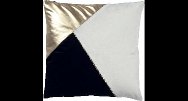 WENDY - Sierkussen zwart wit goud 50x50 cm - Inclusief binnenvulling