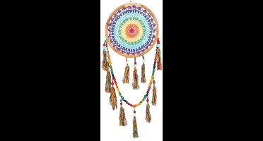 Dromenvanger Bamboe Rainbow Gehaakt - Regenboog - Dream Catcher - 32cm