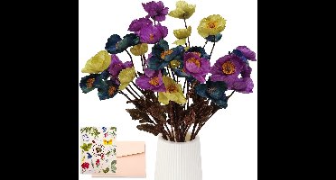 Boraboi ® Kleurrijk Kunstbloemen Arrangement Met 32 Klaprozen Voor Decoratie En Geschenkgelegenheden