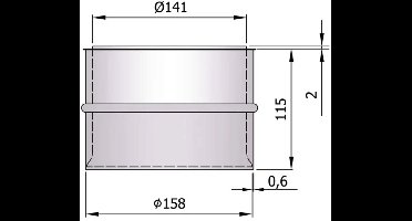Kachelpijp Ø150 Nisbus - lengte 115mm - insteek 90mm - staal