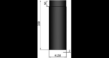 Kachelpijp Ø150 lengte 330mm - zwart - staal - 2mm