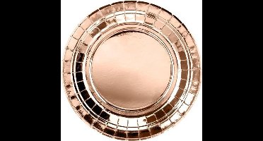 Kartonnen gebaksbordjes Rose Goud 18 cm (6 stuks) - gebaksbordjes rosekleurig karton Party Deco