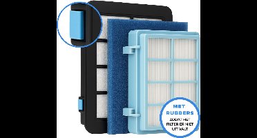 JC's ® - Filter set geschikt voor Philips PowerPro Compact and Power Pro Active en City filterset Stofzuiger FC8010/02 FC8010/01 HEPA allergie - Rubberen houders