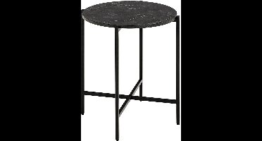 Bijzettafel Lamoine - Ø40x45 cm - zwart marmer - Actona - Bijzettafel - Zwart - Melamine; MDF; Staal