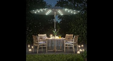 Industrialhome Parasol voor de tuin met LED-zonneverlichting, 3m, UPF 50+, Kantelbaar, Crankbediening, Zonder voetstuk, Ø 300 cm