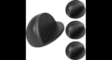Boraboi ® Zelfklevende Zwart Vloerdeurstoppers Set van 4 met Roestvrijstalen Behuizing en Rubberen Buffers