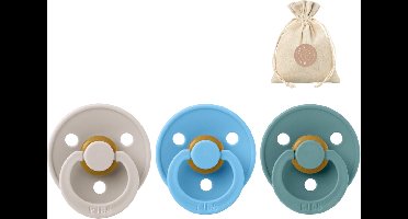3 BIBS spenen rond maat 2: Mushroom, Breeze en Island sea + BolleToet speenzakje - fopspenen