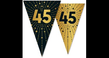 2x Vlaggenlijn 45 jaar zwart / goud 10 meter 2 zijdig bedrukt - Verjaardag Feestje Vlag Vlaggen Versiering Slinger Feestdecoratie Decoratie