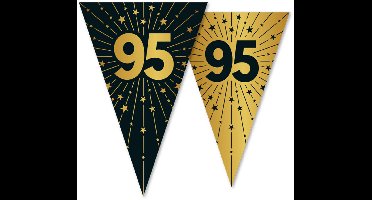 6x Vlaggenlijn 95 jaar zwart / goud 10 meter 2 zijdig bedrukt - Verjaardag Feestje Vlag Vlaggen Versiering Slinger Feestdecoratie Decoratie