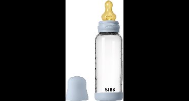 BIBS Fles - Medium Flow - 240 ml - Glas/Latex - Baby Blue