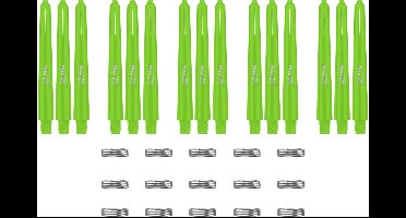 XQMax Dart Shafts - 5 Sets (15 stuks) - Inbetween - Groen - Plus Veerringetjes - Darts Shafts
