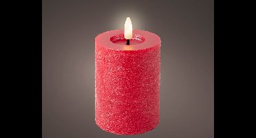 Lumineo LED Wax Kaars Kerstrood – Vlameffect – Timer – Ø7x11,2 cm
