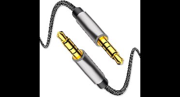 Aux Kabel 2 Meter - Aux naar Aux - 3.5mm Audiokabel - TRRS 3 5 mm Jack to Jack Audio Kabel - Ondersteunt HiFi Audio + Microfoon Kabel