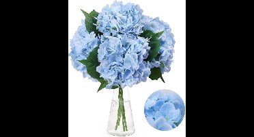 4 stuks hortensia kunstbloemen-latex hortensia bloemen, echte touch hortensia voor moederdag cadeautjes, bruiloft, feest, kantoor, woondecoratie (blauw)