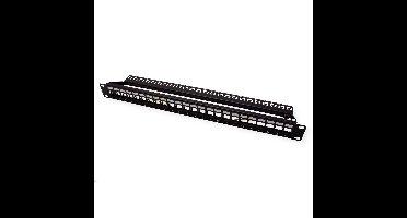 ROLINE 19" keystone patchpaneel, 24P, afgeschermd, zwart