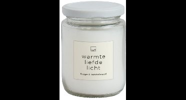 LEEFF - Geurkaars in bokaaltje - WARMTE, LIEFDE, LICHT - Geur: Fudge & Sandelwood - 6,7 cm x 9 cm - wit