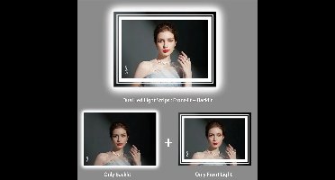 Badkamerspiegel - met Licht - Wandspiegel - Montage - Frameloze - 50x70cm - Anti-condens - met Licht Achtergrondverlichting - IP65 Waterdicht - Aanraaksensor - Dimbaar Ontwaseming - Douche - Make-up en Scheren