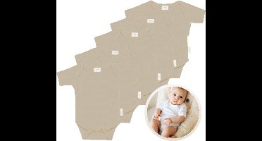 Funnies Rompertjes 5-Pack Cream - 62-68 - Set van 5 Zachte Babyrompers / Boxpakjes / Babybody's - Gemaakt van Comfortabele en Ademende Stoffen - Perfect voor Dagelijks Gebruik bij Baby’s - Makkelijk aan en uit te trekken en Wasmachinebestendig