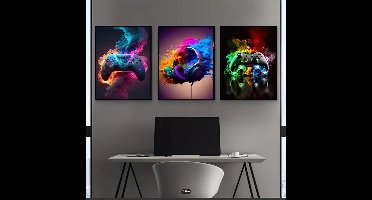 Canvas poster - 3 posters - Playstation - Xbox - Gaming Poster- muurposter - binnenposter - muur poster - Jongensposter- Kado - Zonder lijst - Posters - Neon posters - Trendy