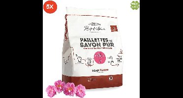 Marseille zeepvlokken rozen geur 5x 750g | Rampal Latour | Zuinig Ecologisch Milieuvriendelijk Hypoallergeen | Zonder conserveermiddel
