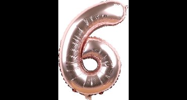New Age Devi - Folieballon Cijferballon - Rose Goud - getal 6 - 41cm