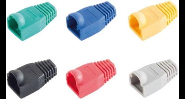 Netwerkplug huls voor RJ45 connectoren - kabel tot 6 mm - 60 stuks / diverse kleuren