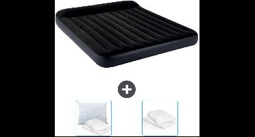 Intex Luchtbed - 2-Persoons - 183 x 203 x 25 cm - Donkerblauw - Inclusief Kussen en Kussenbeschermer