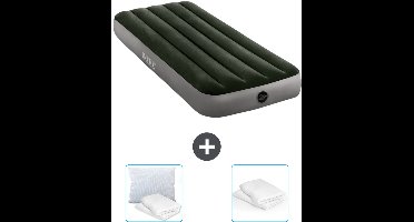 Intex Luchtbed - 1-Persoons - 76 x 191 x 25 cm - Groen - Inclusief Kussen en Kussenbeschermer